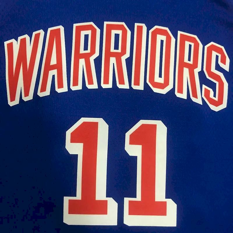Camisa masculina azul Klay Thompson 2021-22 comemorativa do 75º aniversário – Edição Clássica