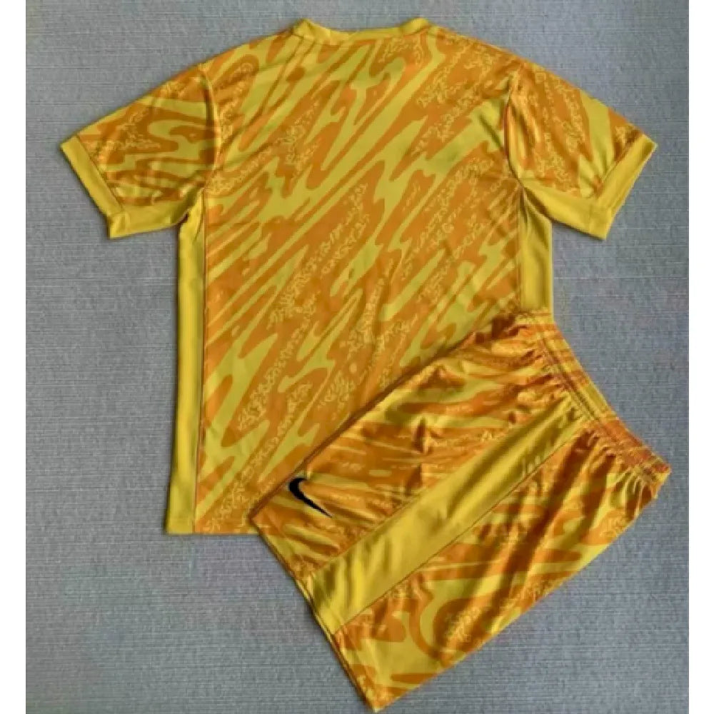 França 2024/25 Euro Amarelo Uniforme de goleiro Kit Infantil