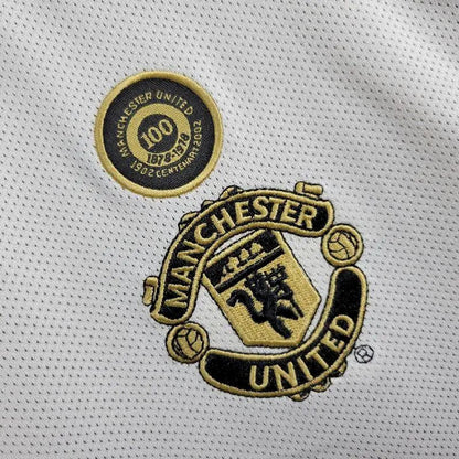 Camisa reversível do Manchester United Centenary 2001/02, reserva e terceira camisa retrô