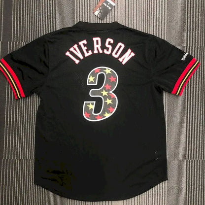 Camisa preta masculina Allen Iverson Player – Edição retrô