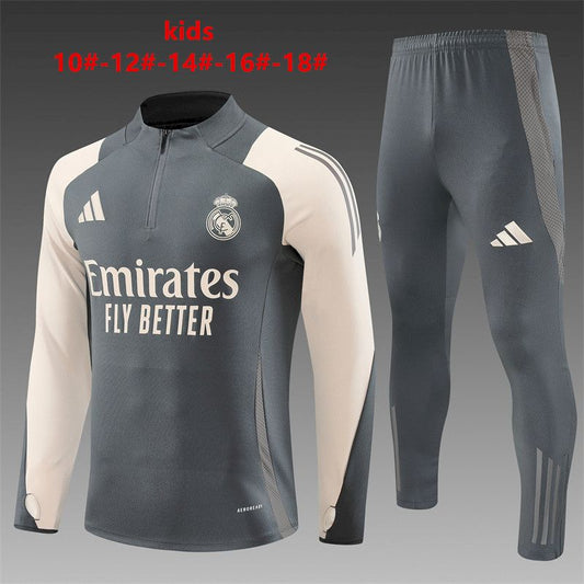 Suéter e calça infantil com zíper médio do Real Madrid 2024/25 14001