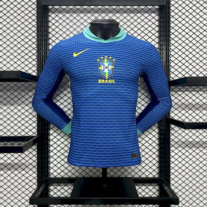 Men's Brazil 2024/25 Away Long Sleeve Jersey Player Version