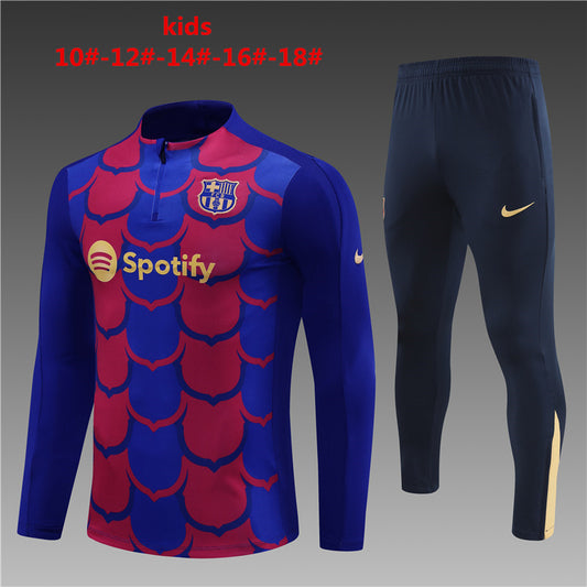 Suéter e calça infantil com zíper médio do Barcelona 2023/24 14001