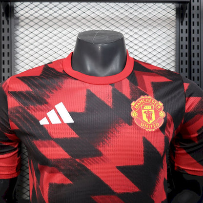 Men's Manchester United 2025/26 Pre-Match red and black Jersey Player Version