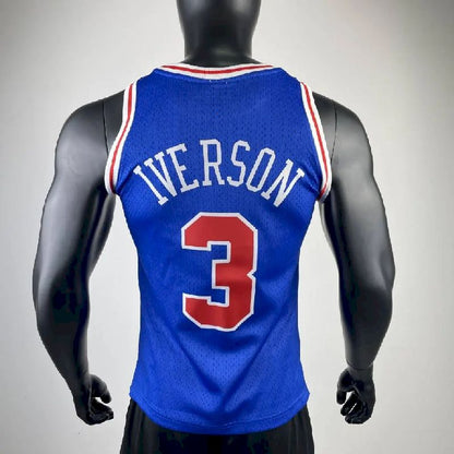 Camisa masculina M&amp;N Allen Iverson azul retrô 1996/97