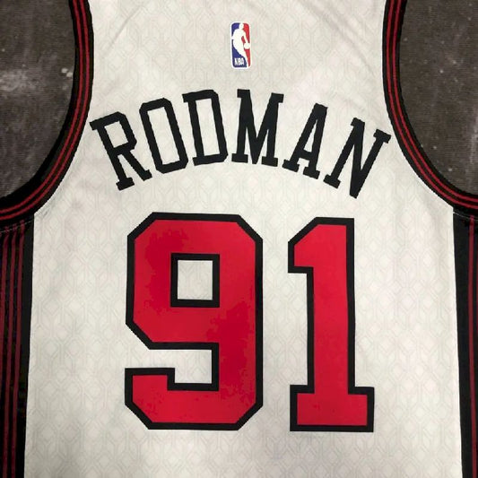 Camisa masculina Dennis Rodman branca da equipe – Edição City