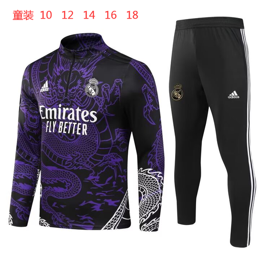 Suéter e calça infantil com zíper médio do Real Madrid 2023/24 902
