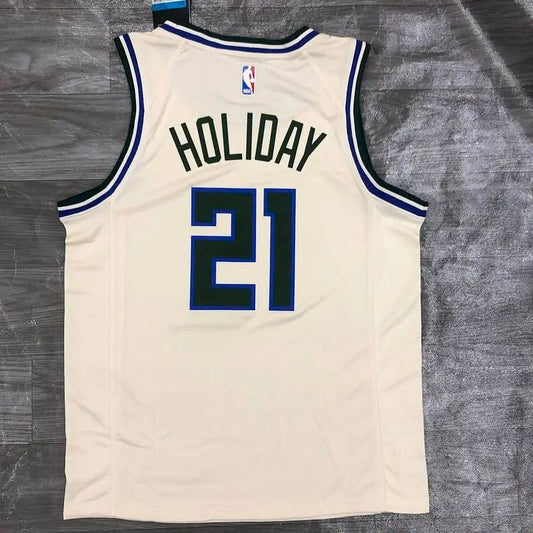Men’s Jrue Holiday 2020-21 White Swingman Jersey – City Edition