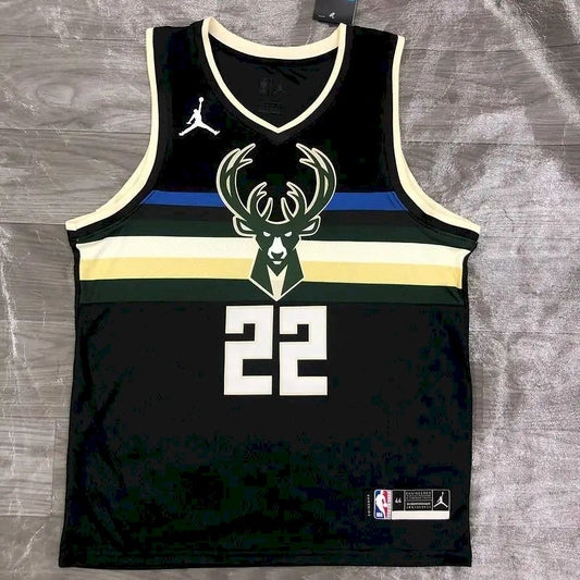 Men’s Khris Middleton 2020-21 Black Swingman Jersey – Statement Edition