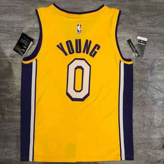 Camisa amarela masculina Nick Young versão jogador – Edição clássica retrô