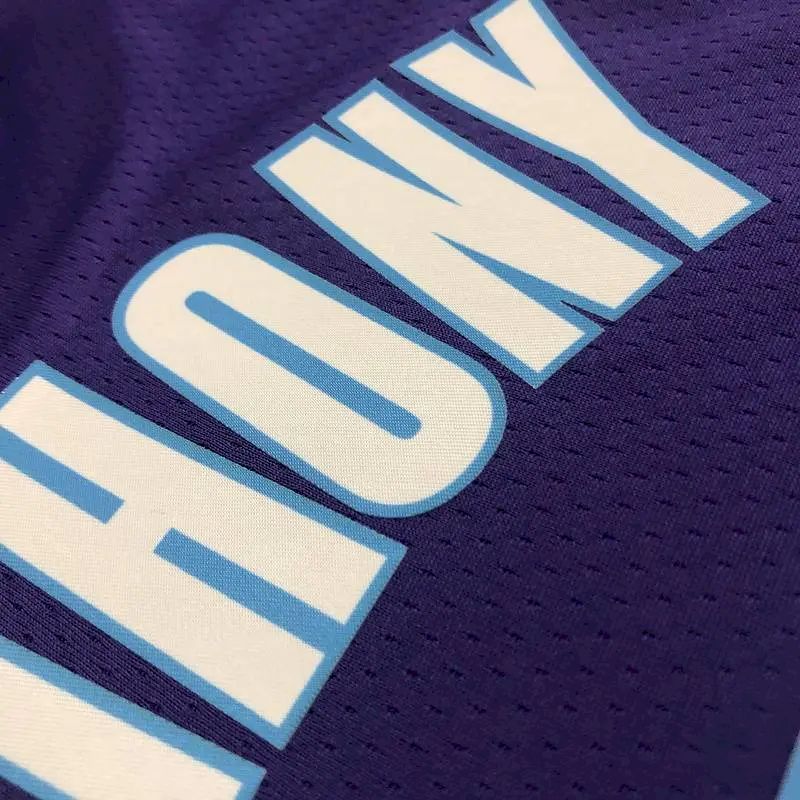 Camisa masculina Carmelo Anthony roxa – Edição City do 75º aniversário