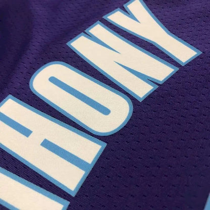 Camisa masculina Carmelo Anthony roxa – Edição City do 75º aniversário