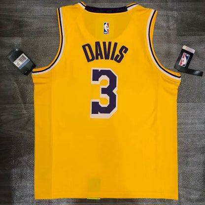 Camisa amarela masculina Anthony Davis versão jogador – Edição clássica retrô