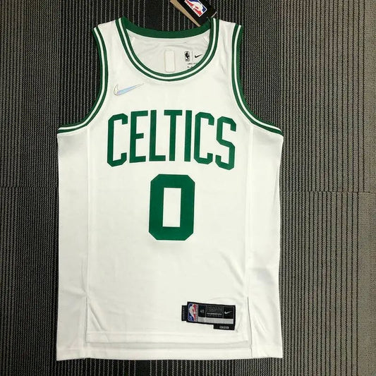 Camisa masculina Jayson Tatum branca do time – Edição de 75º aniversário
