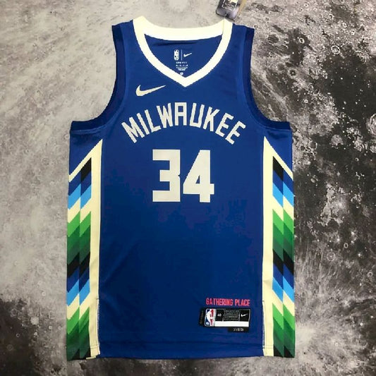 Men’s Giannis Antetokounmpo Blue Team Jersey – City Edition
