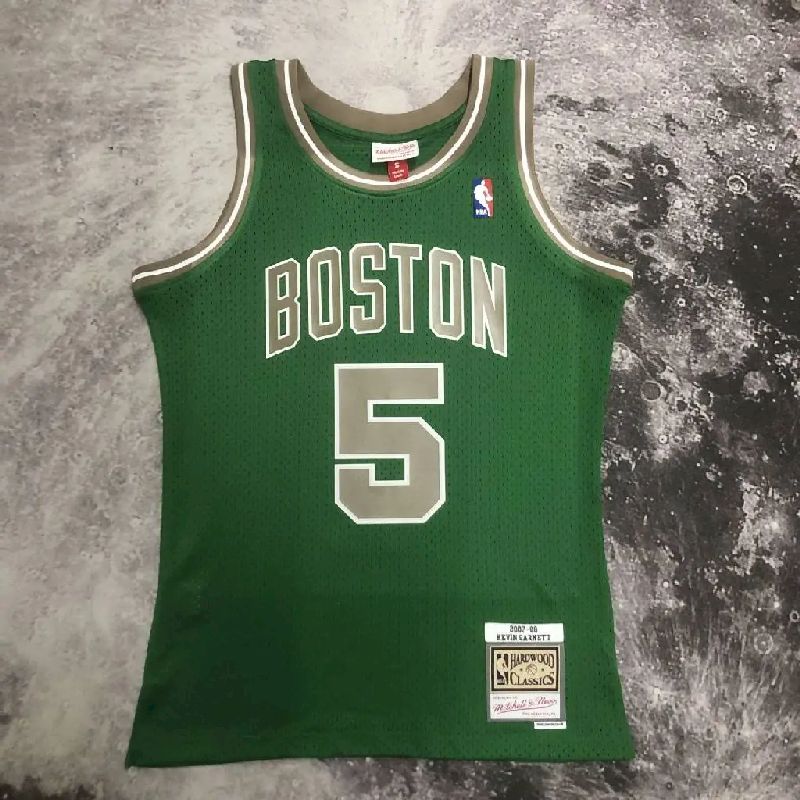 Camisa masculina M&amp;N Kevin Garnett verde retrô 2007/08
