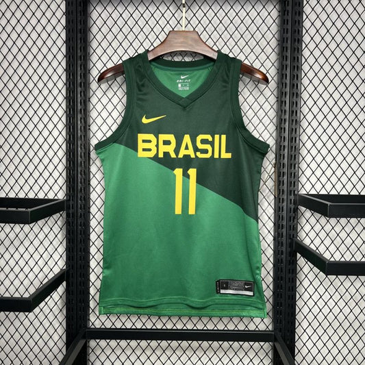 Brazil 2024/25 Gui Santos#11 Away Basketball Jersey National Team