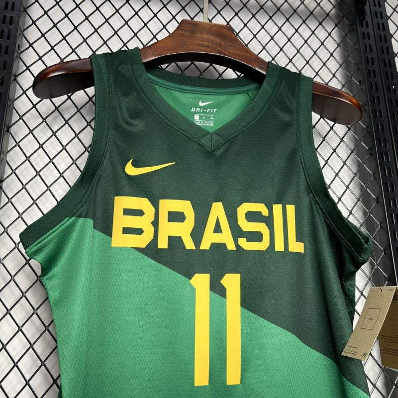 Brazil 2024/25 Gui Santos#11 Away Basketball Jersey National Team