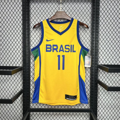 Brazil 2024/25 Gui Santos#11 Home Basketball Jersey National Team