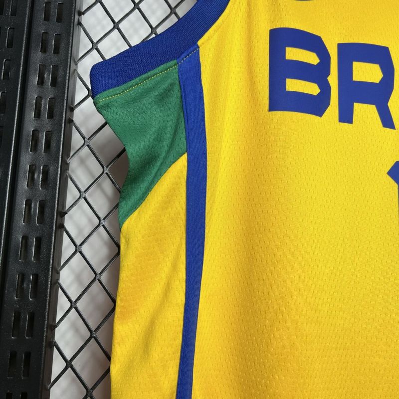 Brazil 2024/25 Gui Santos#11 Home Basketball Jersey National Team
