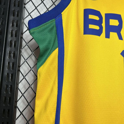 Brazil 2024/25 Gui Santos#11 Home Basketball Jersey National Team