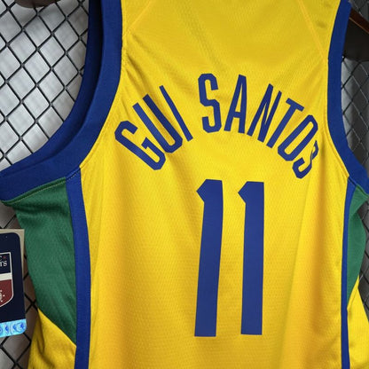 Brazil 2024/25 Gui Santos#11 Home Basketball Jersey National Team