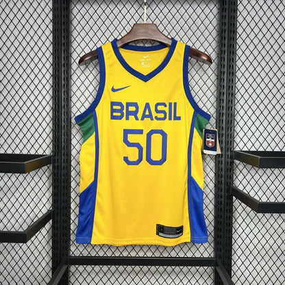 Brazil 2024/25 Caboclo#50 Home Basketball Jersey National Team
