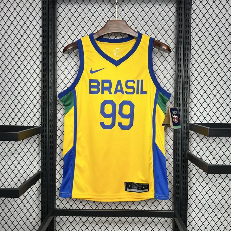 Brazil 2024/25 L. Dias#99 Home Basketball Jersey National Team