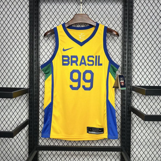 Brazil 2024/25 L. Dias#99 Home Basketball Jersey National Team