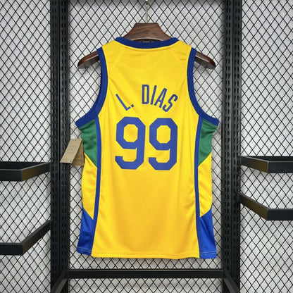 Brazil 2024/25 L. Dias#99 Home Basketball Jersey National Team