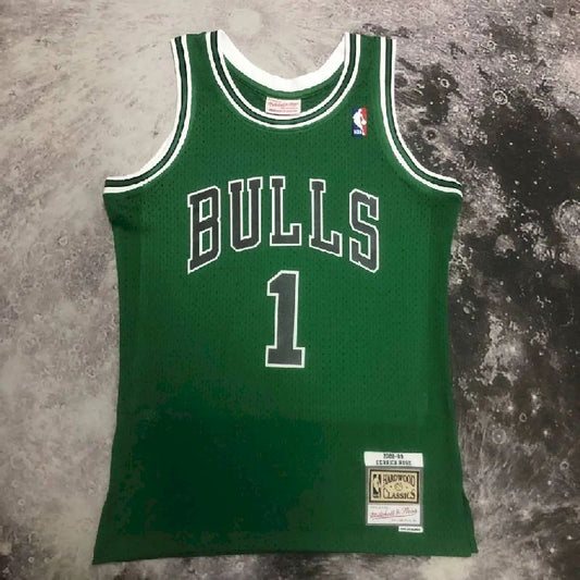 Camisa Masculina M&amp;N 08/09 Derrick Rose Verde Retro