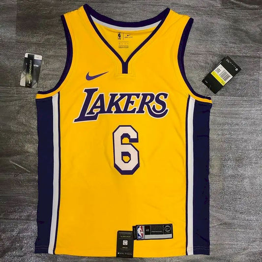 Camisa LeBron James Masculina 2020-21 Amarela Versão Jogador – Edição Clássica Retrô