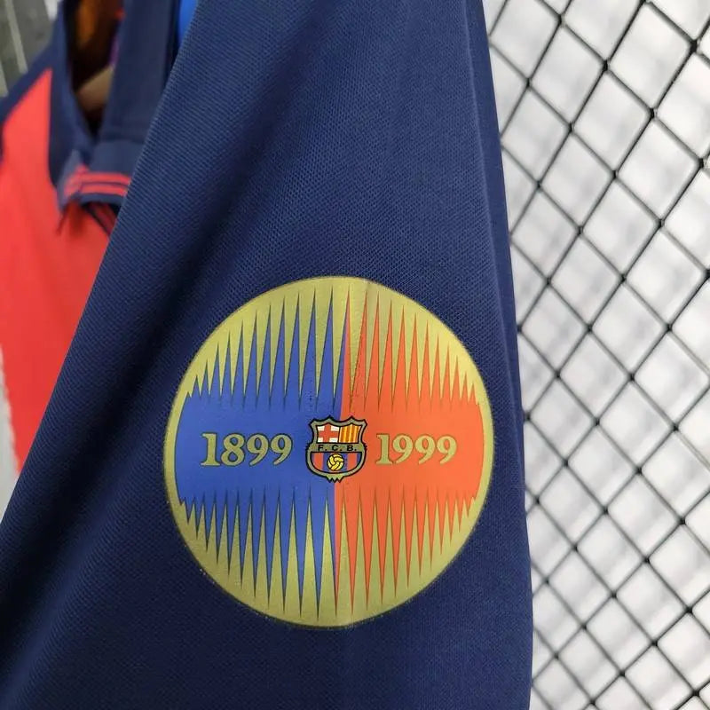 Camisa retrô de mangas compridas do Barcelona 1899/1999, edição 100º aniversário