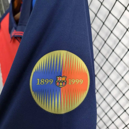 Camisa retrô de mangas compridas do Barcelona 1899/1999, edição 100º aniversário