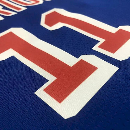 Camisa masculina azul Klay Thompson 2021-22 comemorativa do 75º aniversário – Edição Clássica