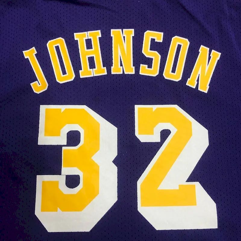 Camisa de jogador roxa masculina Earvin Johnson – Edição retrô