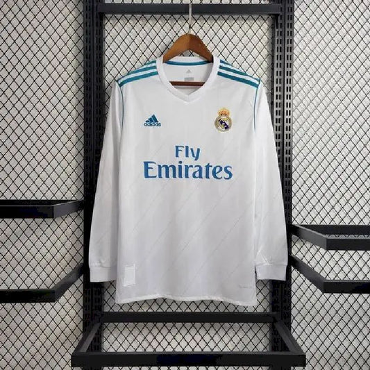 Camisa retrô manga comprida do Real Madrid 2017/18