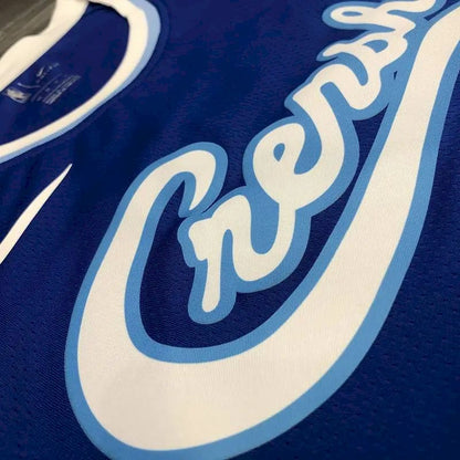 Camisa Kyle Kuzma Masculina Azul Versão Jogador – Edição Clássica Retro Conjunta