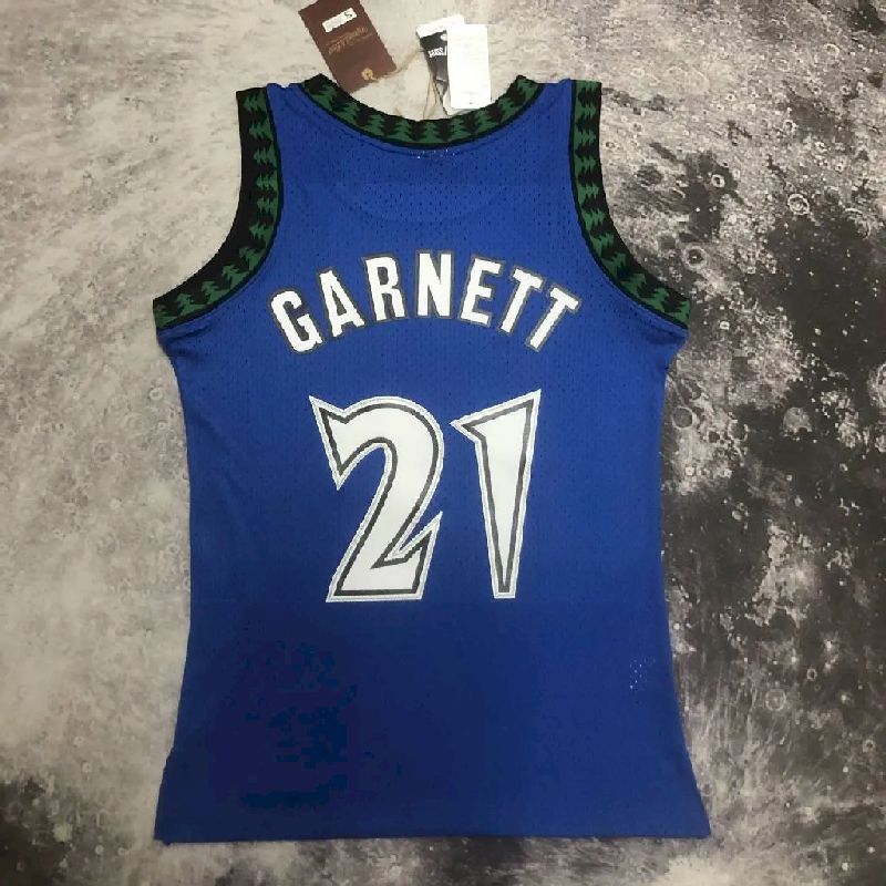 Camisa masculina M&amp;N Kevin Garnett azul retrô 2003/04