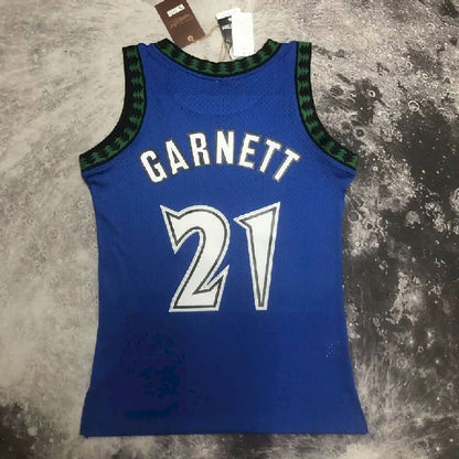 Camisa masculina M&amp;N Kevin Garnett azul retrô 2003/04