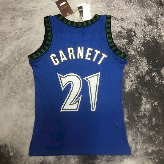 Camisa masculina M&amp;N Kevin Garnett azul retrô 2003/04