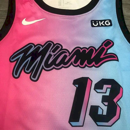 Camisa masculina Bam Adebayo 2020-21 Swingman rosa versão jogador – Edição City