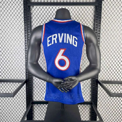 Camisa masculina M&amp;N Julius Erving azul retrô 1982/83