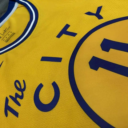 Camisa amarela masculina Klay Thompson versão jogador – The City Classic Edition