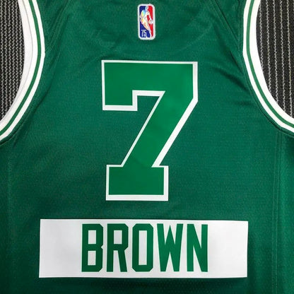 Camisa masculina Jaylen Brown Green Team – Edição City de 75º aniversário