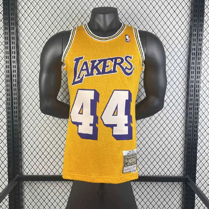 Camisa masculina M&amp;N 1971/72 Jerry West amarela retrô
