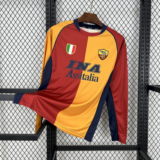 Camisa retrô de manga comprida AS Roma 2001/02 Home