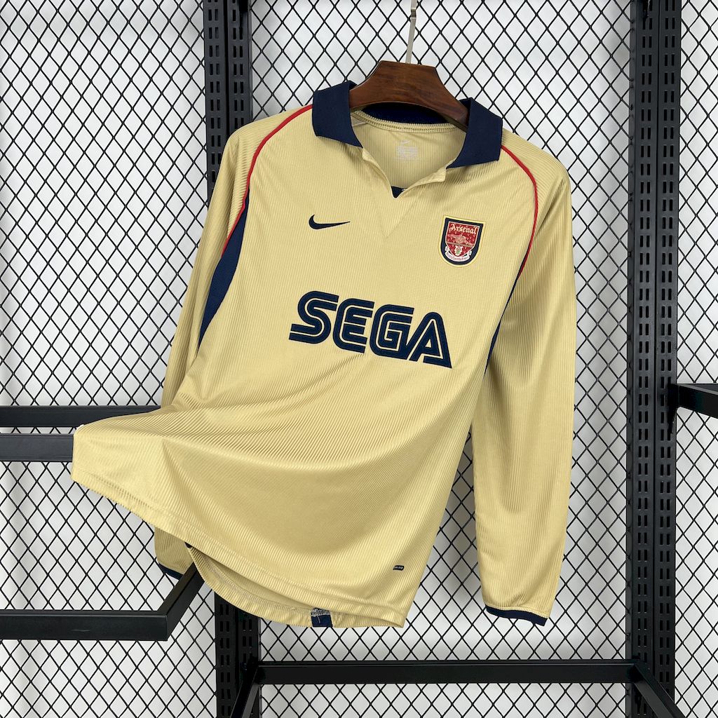 Camisa retrô de mangas compridas reserva do Arsenal 2001/02