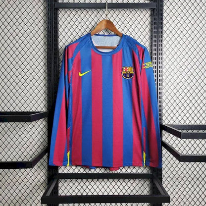 Camisa retrô de mangas compridas do Barcelona 2005/06 Home UCL Edition