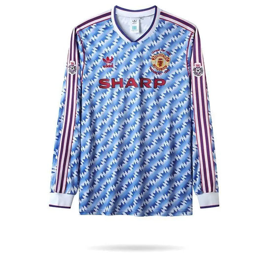 Camisa retrô de mangas compridas reserva do Manchester United 1990/92